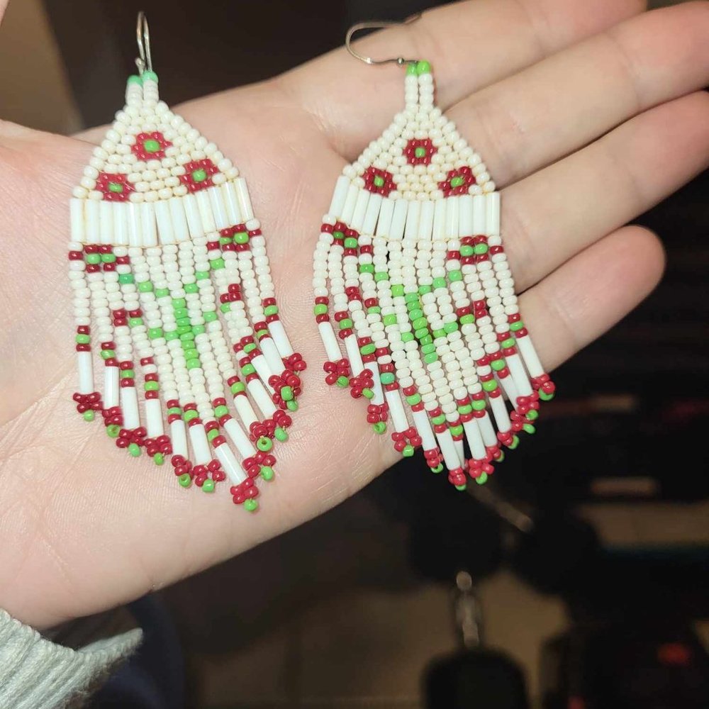 Beaded Dangle Sterling Silver Hook Earrings